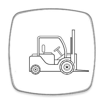 Forklift icon Forklift logistics work icon - Square fridge magnet - white - Front