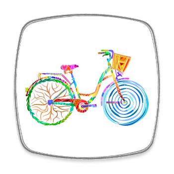 vélo coloré, vélo pour femme, colors bike, ladies bike - Magnet carré - blanc - Devant