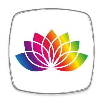 buntes stilisiertes Blüten Symbol - Viereckiger Kühlschrankmagnet - Weiß - Vorne