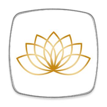 filigranes stilisiertes goldenes Blüten Symbol - Viereckiger Kühlschrankmagnet - Weiß - Vorne