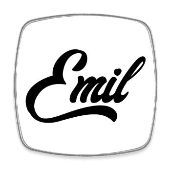 Emil Name Schwarz - Viereckiger Kühlschrankmagnet - Weiß - Vorne
