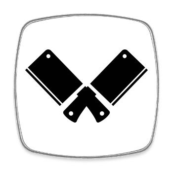 Kitchen knife - Square fridge magnet - white - Front