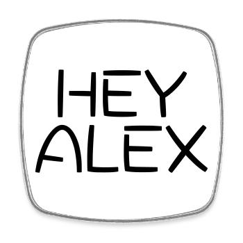 Hey Alex - Minimal Name Typography Design - Viereckiger Kühlschrankmagnet - Weiß - Vorne