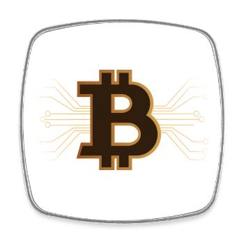 Bitcoin - Braun/Gold Kryptowährung - Viereckiger Kühlschrankmagnet - Weiß - Vorne
