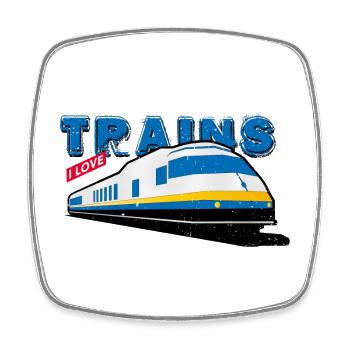 i love trains - Square fridge magnet - white - Front