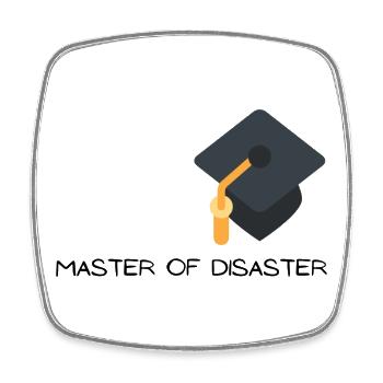 Master of Disaster with graduation hat - Square fridge magnet - white - Front