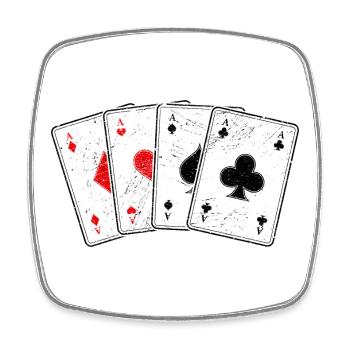Karo- Herz- Pik- Kreuz-As Kartenspiel Poker Profi - Viereckiger Kühlschrankmagnet - Weiß - Vorne