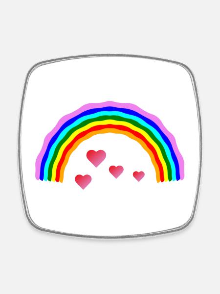 rainbow heart rainbow heart - Square fridge magnet - white