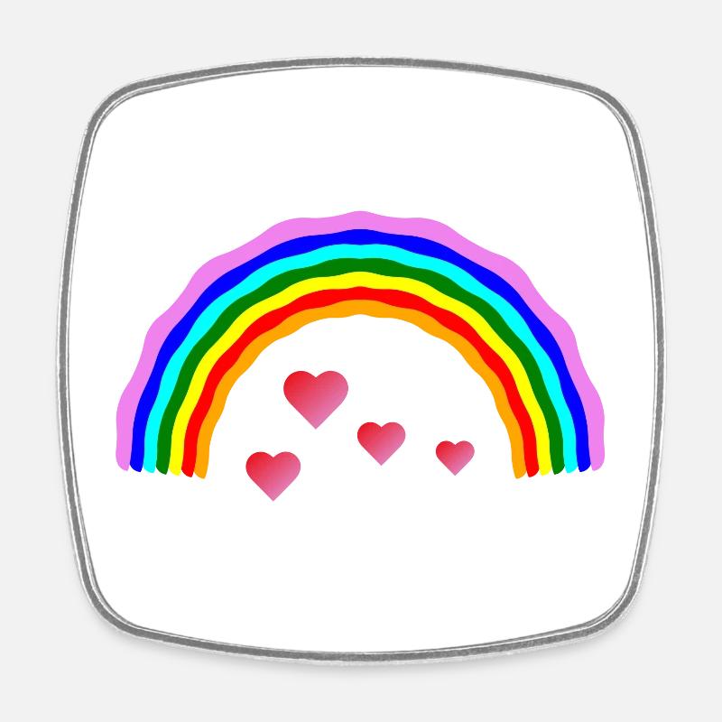 Regenbogenherz Regenbogenherz - Viereckiger Kühlschrankmagnet - Weiß