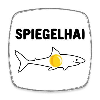 Spiegelhai Hai Spiegelei Wortwitz - Viereckiger Kühlschrankmagnet - Weiß - Vorne