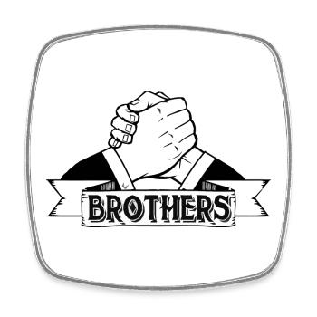 brother brothers friend buddy thick bro brudi bros - Square fridge magnet - white - Front
