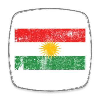 Kurdistan Flag Flag Grunge Retro Vintage - Square fridge magnet - white - Front