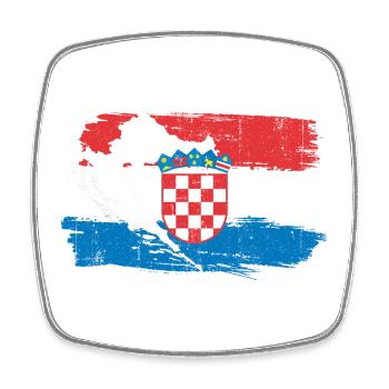 Croatian Crest Brush Flag - Square fridge magnet - white - Front