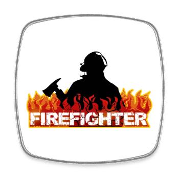 Feuerwehrmann - Viereckiger Kühlschrankmagnet - Weiß - Vorne