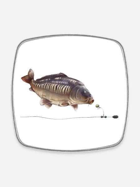 Mirror Carp Chod Rig Fishing Design - Square fridge magnet - white