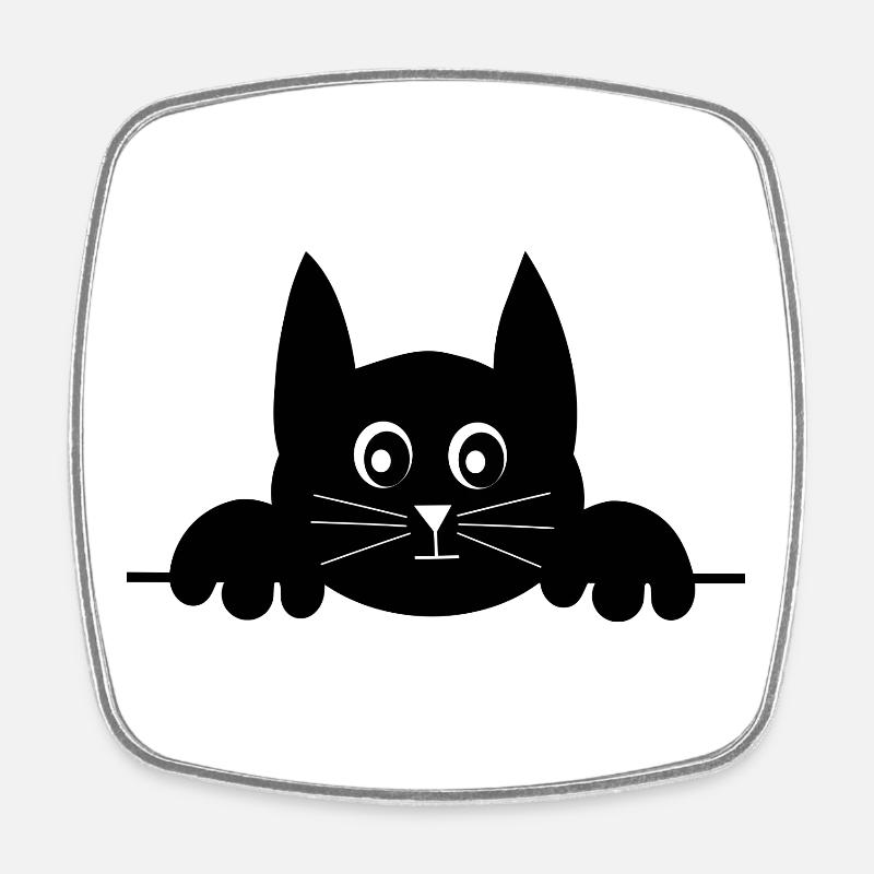 Drôle de chat – cadeau de design de chat mignon - Magnet carré - blanc