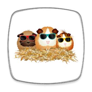 coole Meerschweinchen Gruppe mit Sonnenbrillen - Viereckiger Kühlschrankmagnet - Weiß - Vorne