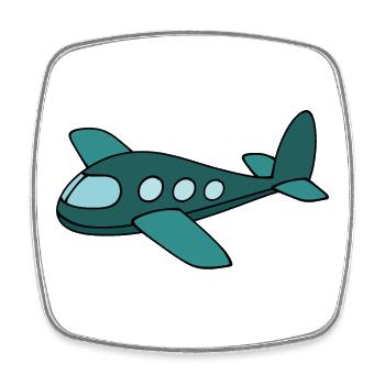 Avion - Magnet carré - blanc - Devant