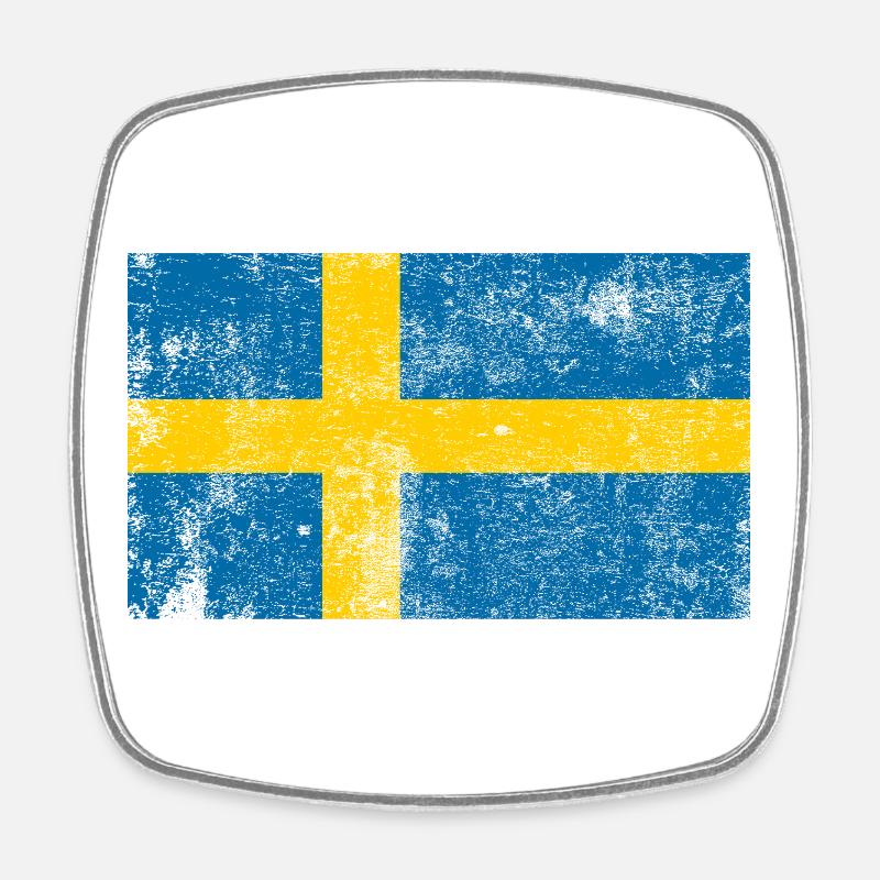 Sweden Flag Flag Grunge Retro Vintage - Square fridge magnet - white