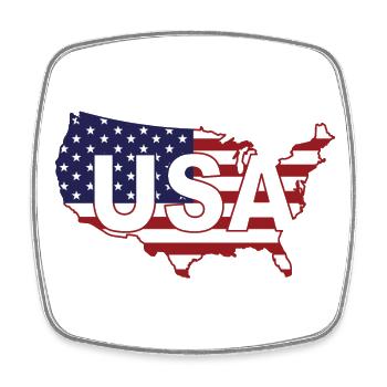 Carte du drapeau des États-Unis Patriotique américain 4 juillet Cadeau - Magnet carré - blanc - Devant