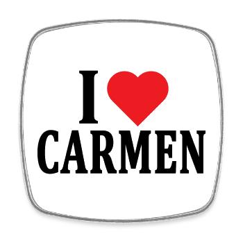 T-shirt I love Carmen t-shirt gift idea - Square fridge magnet - white - Front