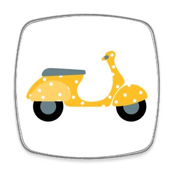 Scooter Dots Yellow Pattern Points Vacances Été Fun - Magnet carré - blanc - Devant