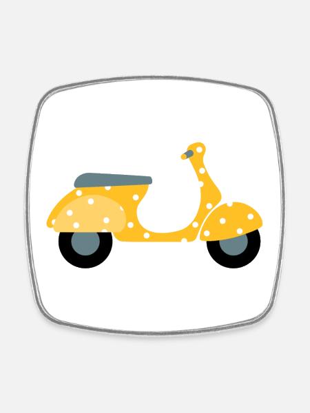 Roller Dots gelb Muster Punkte Urlaub Sommer Fun - Viereckiger Kühlschrankmagnet - Weiß