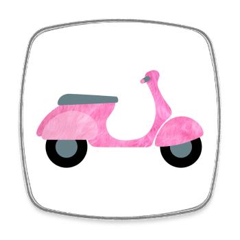 Scooter Fluffy Plush Vintage Girl Girl Fun - Square fridge magnet - white - Front