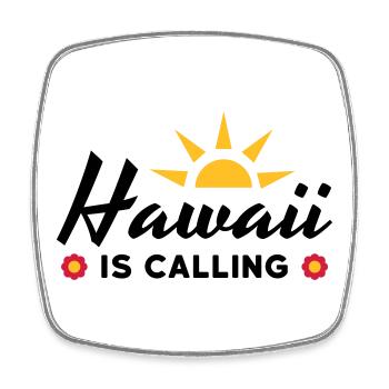 Hawaii is calling (sun, sun rays, flowers) - Square fridge magnet - white - Front