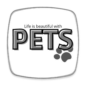 Pets: live is beautiful with Pets - Square fridge magnet - white - Front