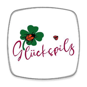 Lucky mushroom, cloverleaf, ladybug - Square fridge magnet - white - Front