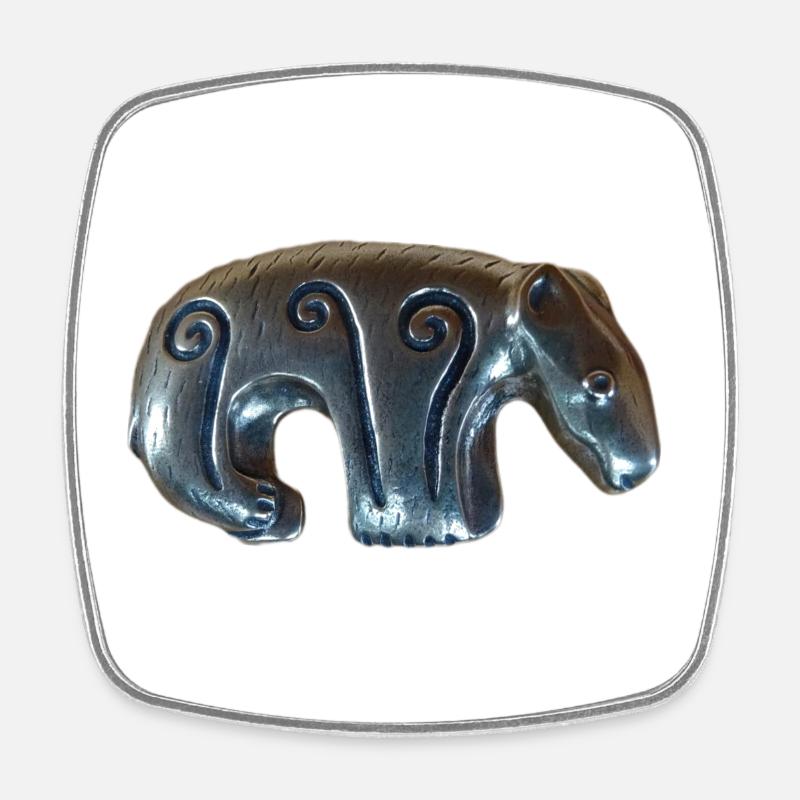 Ours d’argent Kalevala - Magnet carré - blanc