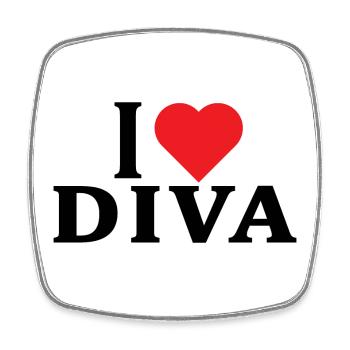 T-shirt I love Diva t-shirt gift idea - Square fridge magnet - white - Front