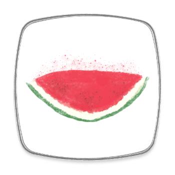 Melon, watermelon, watercolor - Square fridge magnet - white - Front