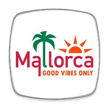 Mallorca, good vibes only (palm tree, sun) - Square fridge magnet - white - Front