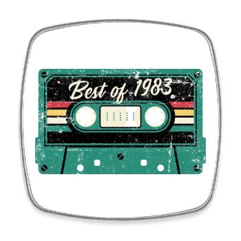 Best of 1983 Retro Cassette - Square fridge magnet - white - Front