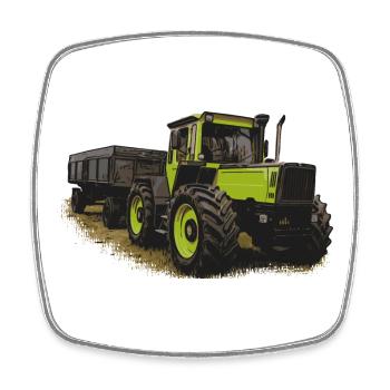 MB trac 1600 turbo mit Anhänger - Viereckiger Kühlschrankmagnet - Weiß - Vorne