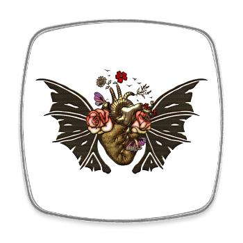 Stunning steampunk heart with wings - Square fridge magnet - white - Front
