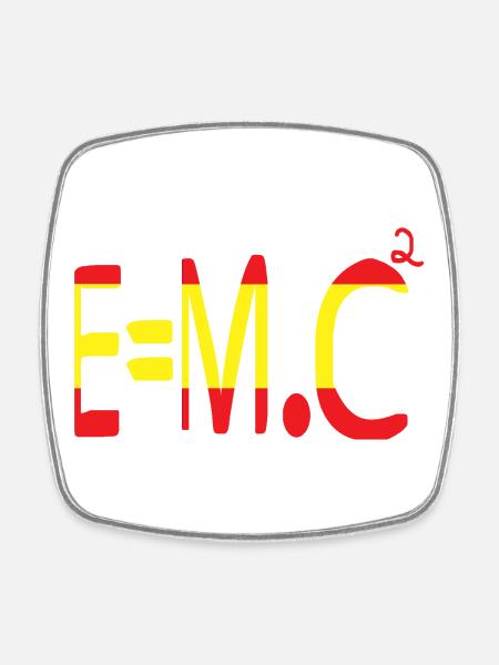 E=m.c² Masse et énergie en rouge et jaune - Magnet carré - blanc