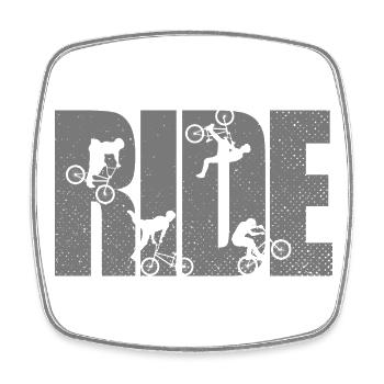 BMX Fahrer fahren Fahrrad Retro Urban - Viereckiger Kühlschrankmagnet - Weiß - Vorne