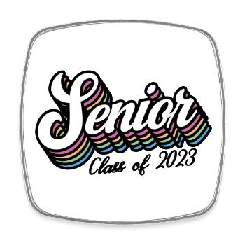 Senior Class Of 2023 Retro Graduation Party Gift - Square fridge magnet - white - Front