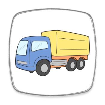 Lastwagen LKW Truck - Viereckiger Kühlschrankmagnet - Weiß - Vorne