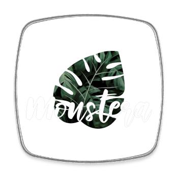 Monstera Fensterblatt Pflanzen Geschenk - Viereckiger Kühlschrankmagnet - Weiß - Vorne