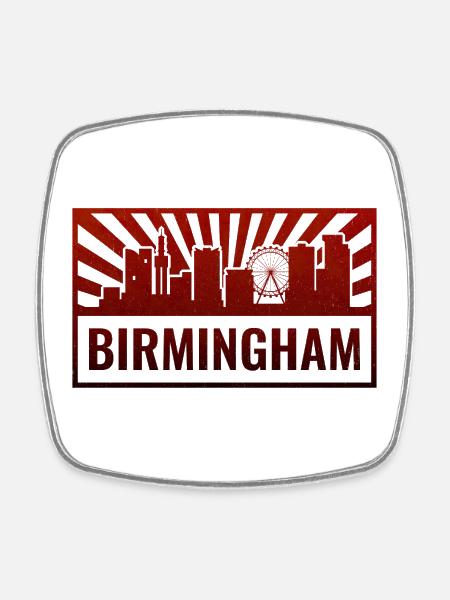 Birmingham Skyline Silhouette - Square fridge magnet - white