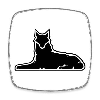 Minimalist Wolf Silhouette Design - Square fridge magnet - white - Front
