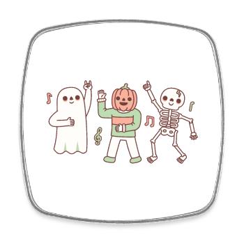 Funny Dancing Ghost, Jack O Lantern and Skeleton - Square fridge magnet - white - Front