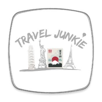 Travel Junkie - Travel Lovers - Viereckiger Kühlschrankmagnet - Weiß - Vorne