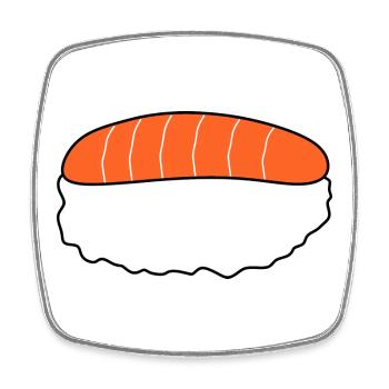 Nigiri,Lachs,Fisch, Reis, Japan Küche - Viereckiger Kühlschrankmagnet - Weiß - Vorne
