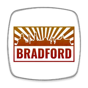 Bradford Skyline Sonnenaufgang - Viereckiger Kühlschrankmagnet - Weiß - Vorne