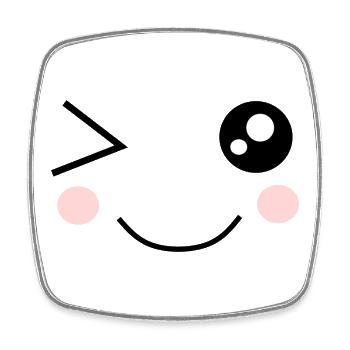 cute face kawaii - Square fridge magnet - white - Front